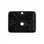 Раковина накладная Watersense Eva S 48 W00753 480х370х135 мм с полочкой под смеситель, черный мрамор