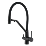 Смеситель для кухни Fmark FS1462-H01. черный, гибкий излив, с подключением фильтра питьевой воды (6)