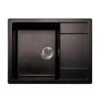 Мойка для кухни врезная SimGran Q-18 чёрная из кварцистик, 65*50.3 см без сифона