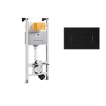 Инсталляция для подвесного унитаза OLI 879235pKA03 OLI 120 ECO Sanitarblock, с кнопкой KARISMA черная soft-touch, пневматическая