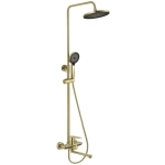 Душевая стойка Fmark FS8845-25C со смесителем, лейкой и тропическим душем, матовое золото (6)